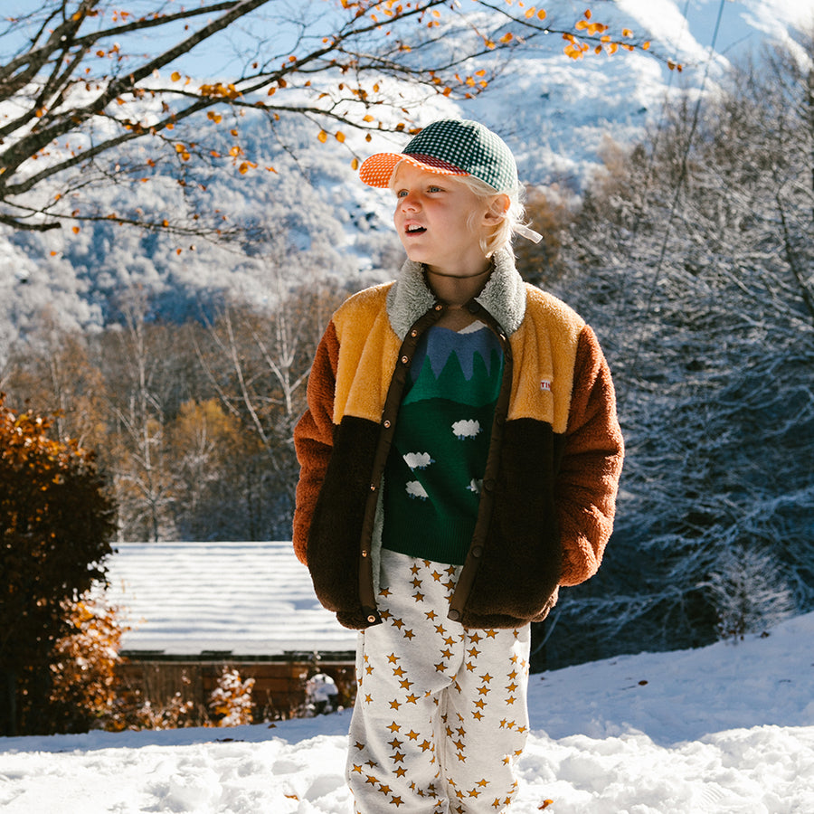 Tiny Cottons :: Color Block Polar Sherpa Jacket Dark Brown/Soft Yellow