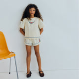 The New Society :: Malva Short Flower Embroidery Natural Denim