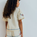 The New Society :: Malva Short Flower Embroidery Natural Denim