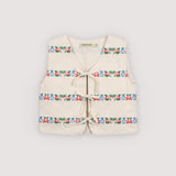 The New Society :: Malva Waistcoat Flower Embroidery Natural Denim