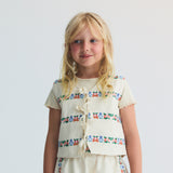 The New Society :: Malva Waistcoat Flower Embroidery Natural Denim