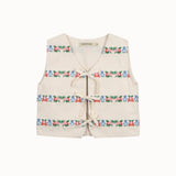 The New Society -  Malva Waistcoat Flower Embroidery Natural Denim