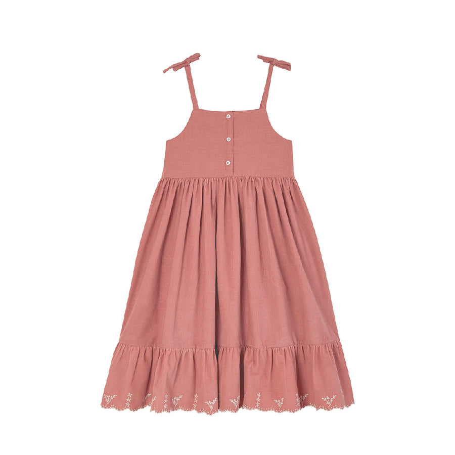 Emile Et Ida :: Cotton Velvet Strappy Dress Flamingo