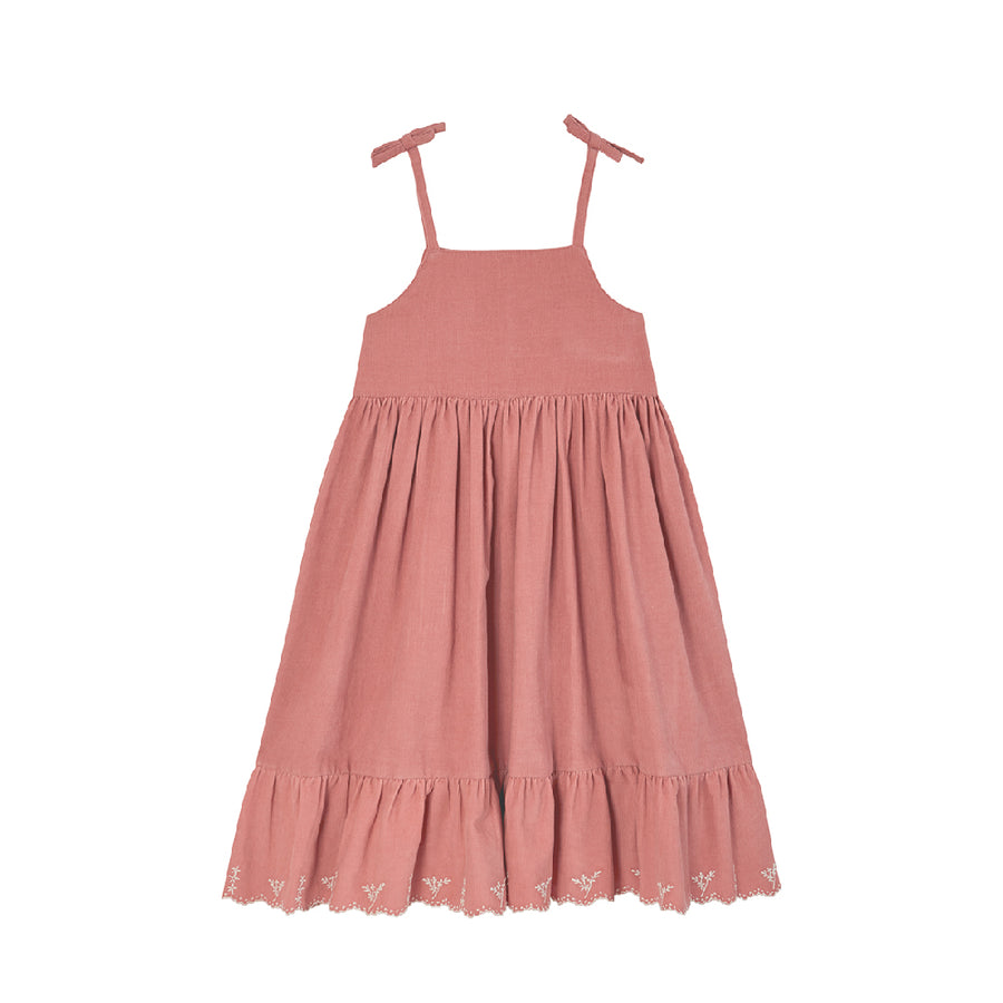 Emile Et Ida :: Cotton Velvet Strappy Dress Flamingo