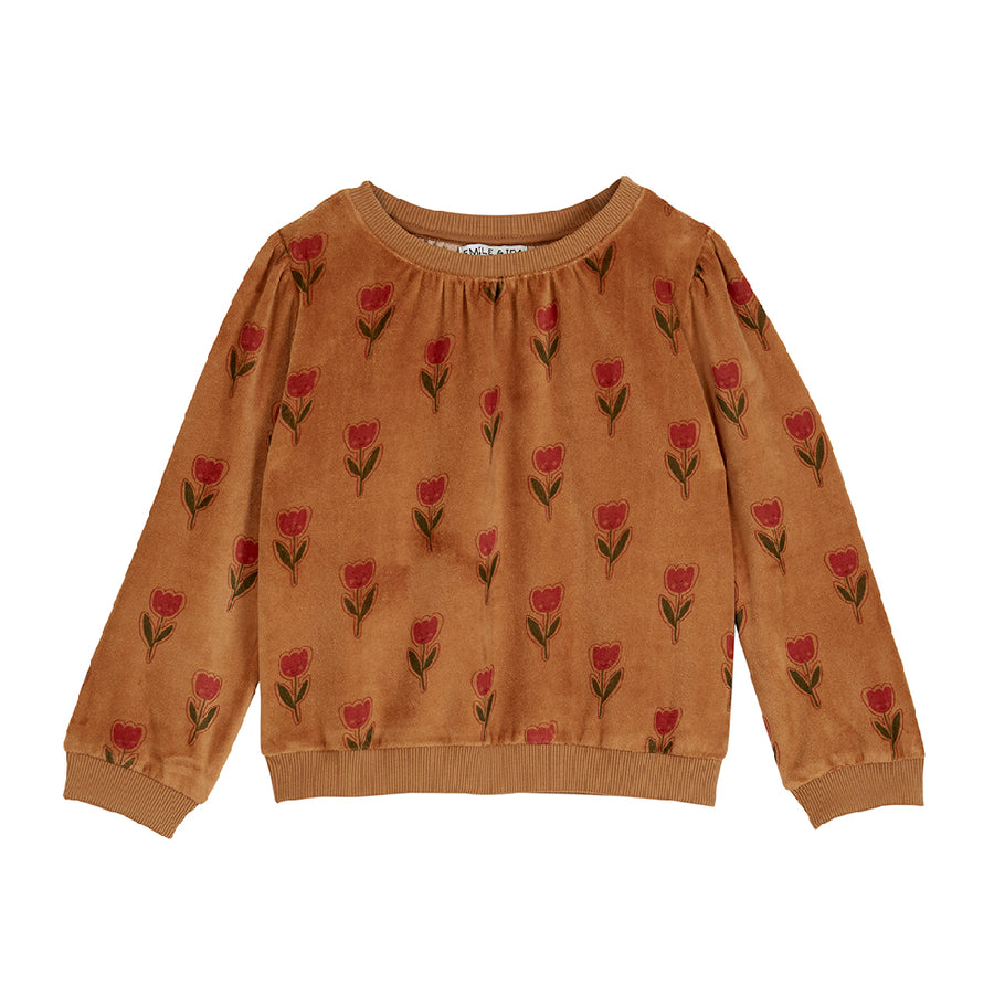Emile Et Ida :: Happy Tulip Velvet Sweatshirt Tulipe Joyeuse