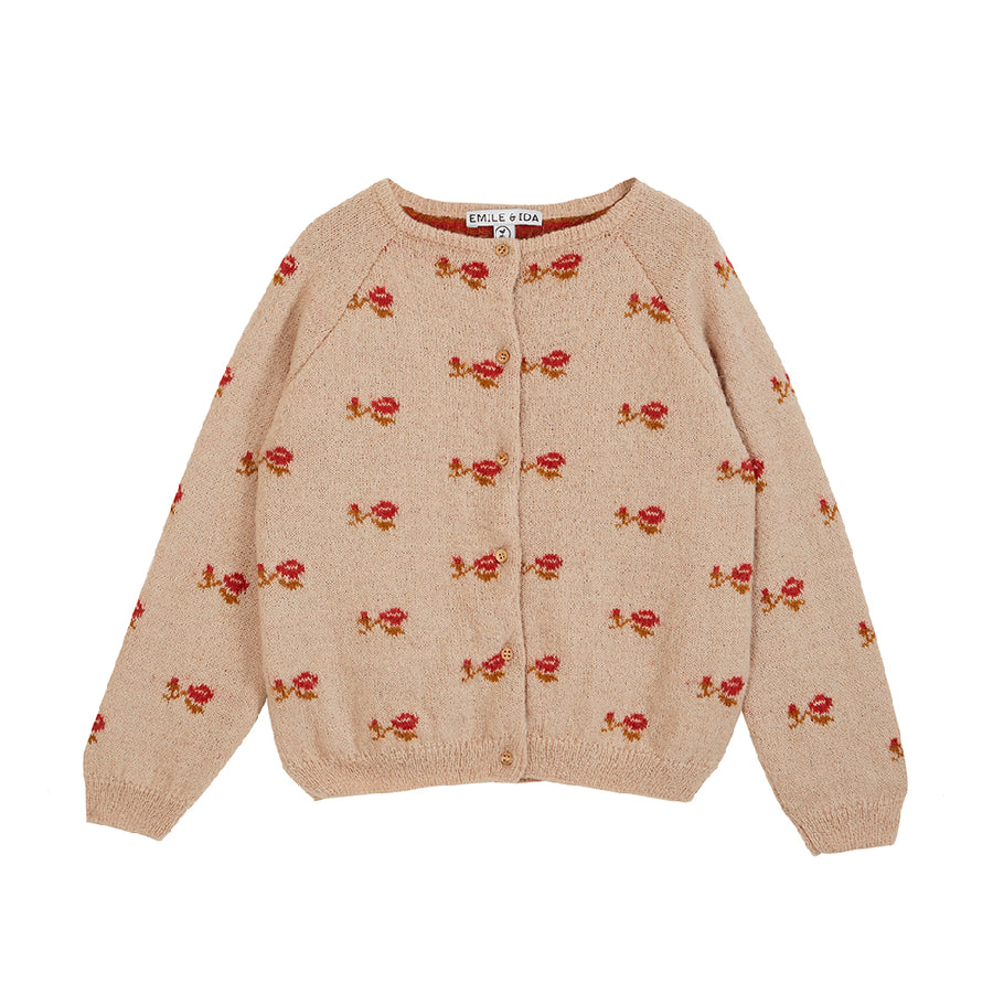 Emile Et Ida :: Alpaca Jacquard Cardigan Beige Rose