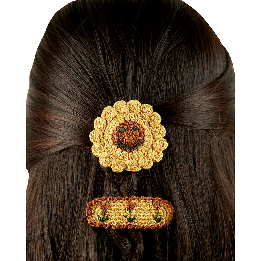 Emile Et Ida :: Flower Hair Clips Jaune