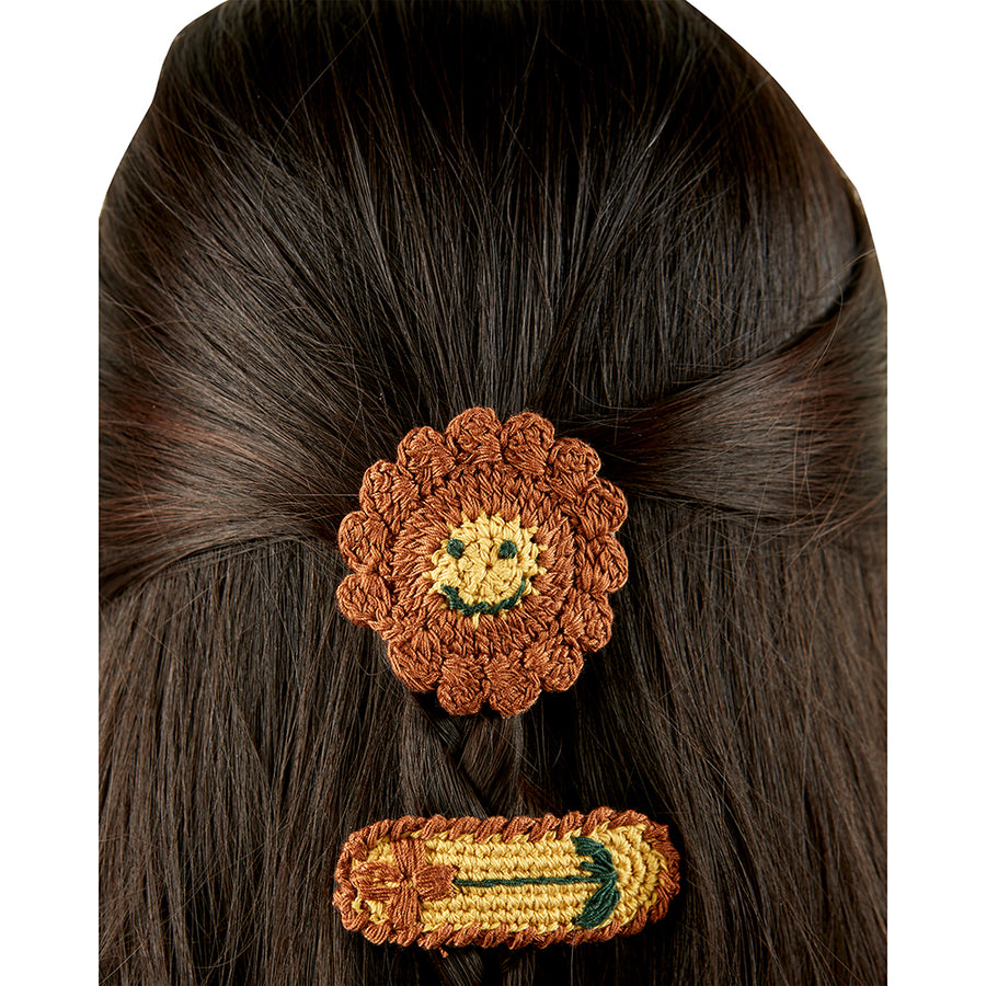 Emile Et Ida :: Flower Hair Clips Caramel