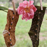 Bonjour Diary :: Dots/Flowers Socks Brown