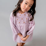Birinit Petit Mauve Plumeti Embroidered Smocked Dress - girls dress worn