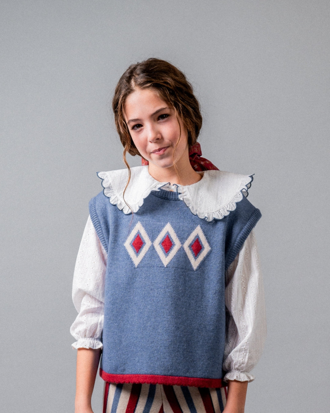 Birinit Petit Ivory Rita Embroidered Shirt - girls blouse detail