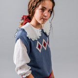 Birinit Petit Ivory Rita Embroidered Shirt - girls blouse collar detail