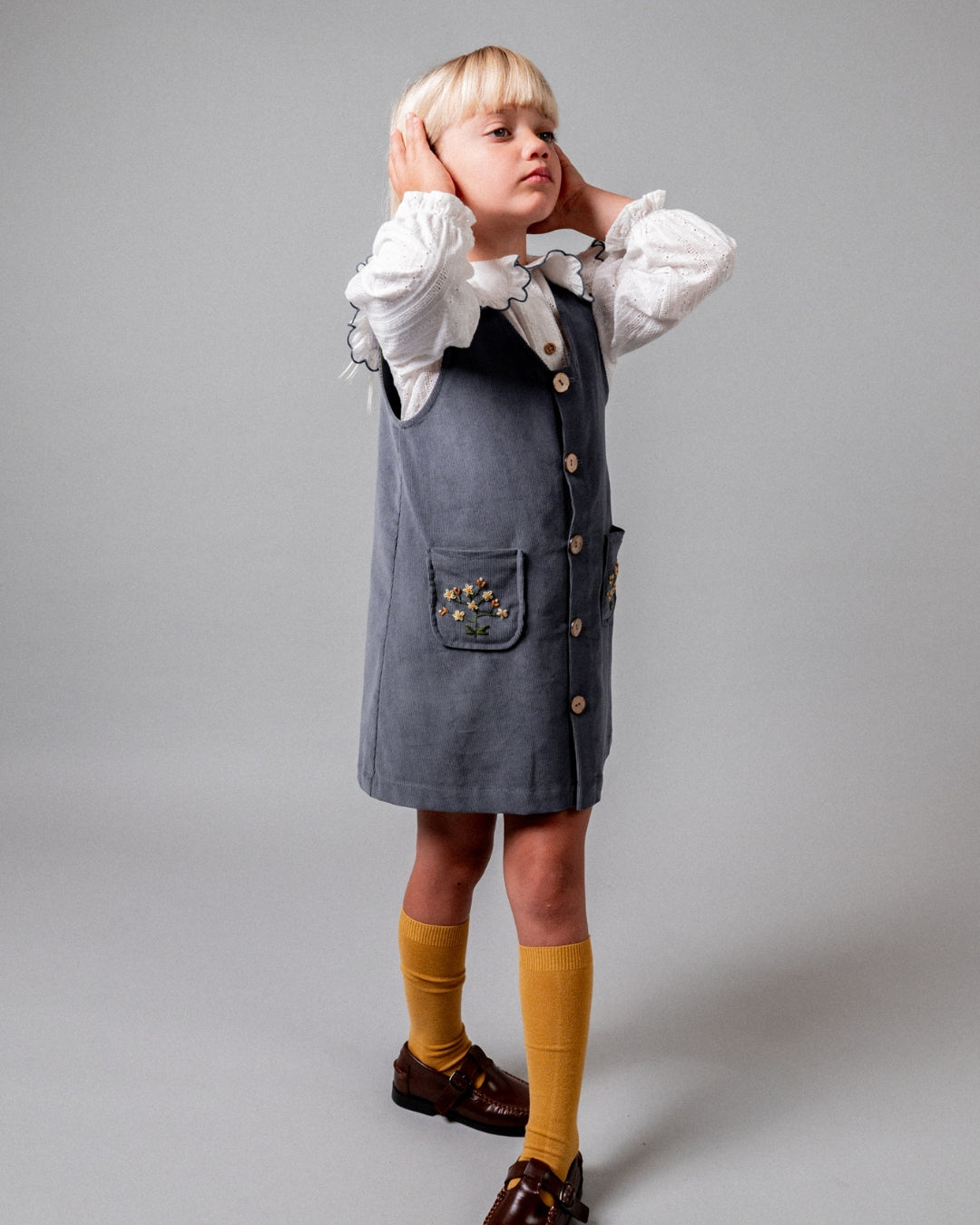 Birinit Petit Ivory Rita Embroidered Shirt - girls blouse alternate view