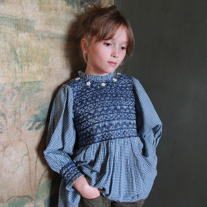 BONJOUR DIARY   Handsmocks blouse Pink vichy