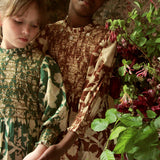 Bonjour Diary :: Handsmock Dress Autumnal Red Brown Print