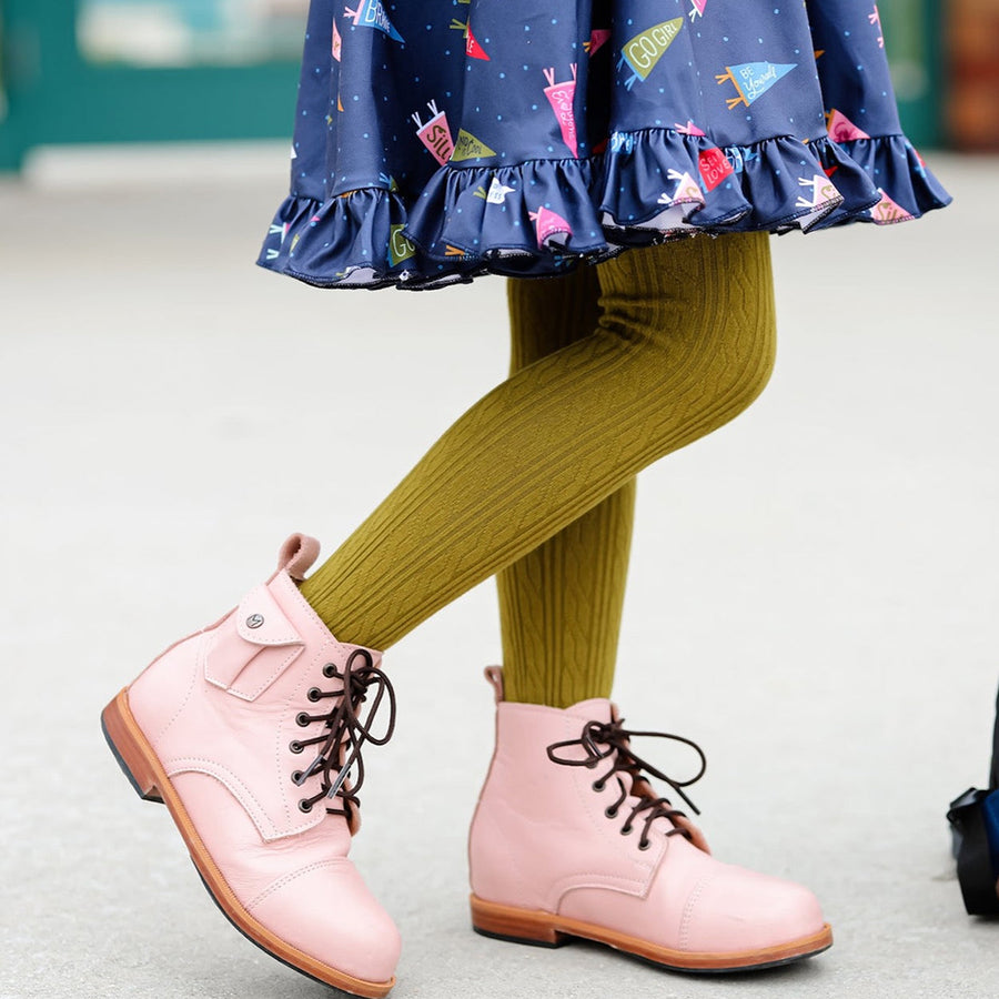Little Stocking Co :: Bright Olive Cable Knit Tights