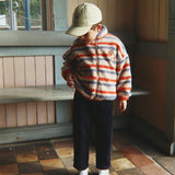Konges Sløjd Jody Embroidery Teddy Jacket Tangerine Stripe - kids teddy jacket, view 5