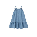 Mes Kids Des Fleurs - Bow Denim Dress Blue