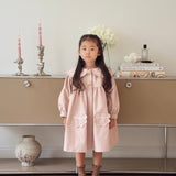 [Exclusive] Mes Kids Des Fleurs :: Floral Embroidery Trench Coat Soft Pink