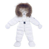 [Pre - Order] Mi Loves :: Luxurious Racoon Fur Trim Snowsuit White With Brown Fur