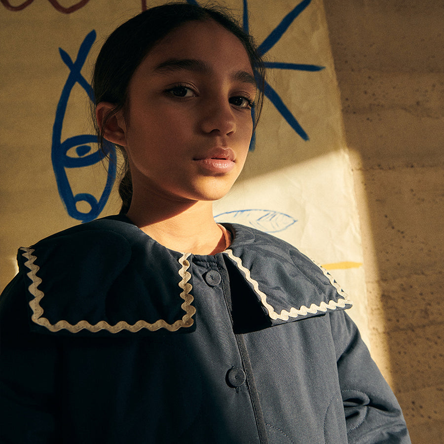 Mipounet :: Bianca Collared Quilted Jacket Blue