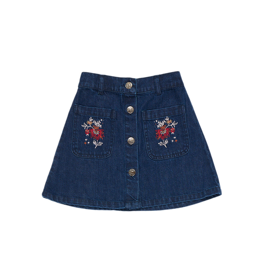 The New Society :: Florencia Skirt Dark Blue Denim