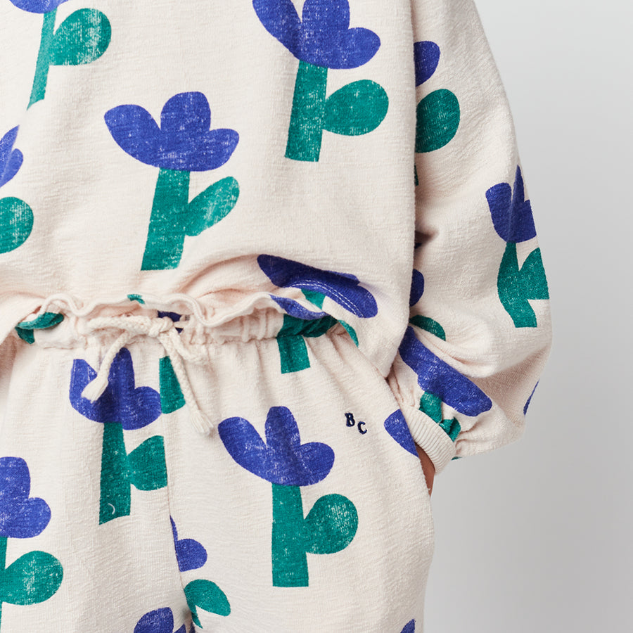 Bobo Choses :: Sea Flower All Over Cropped Sweatshirt Beige