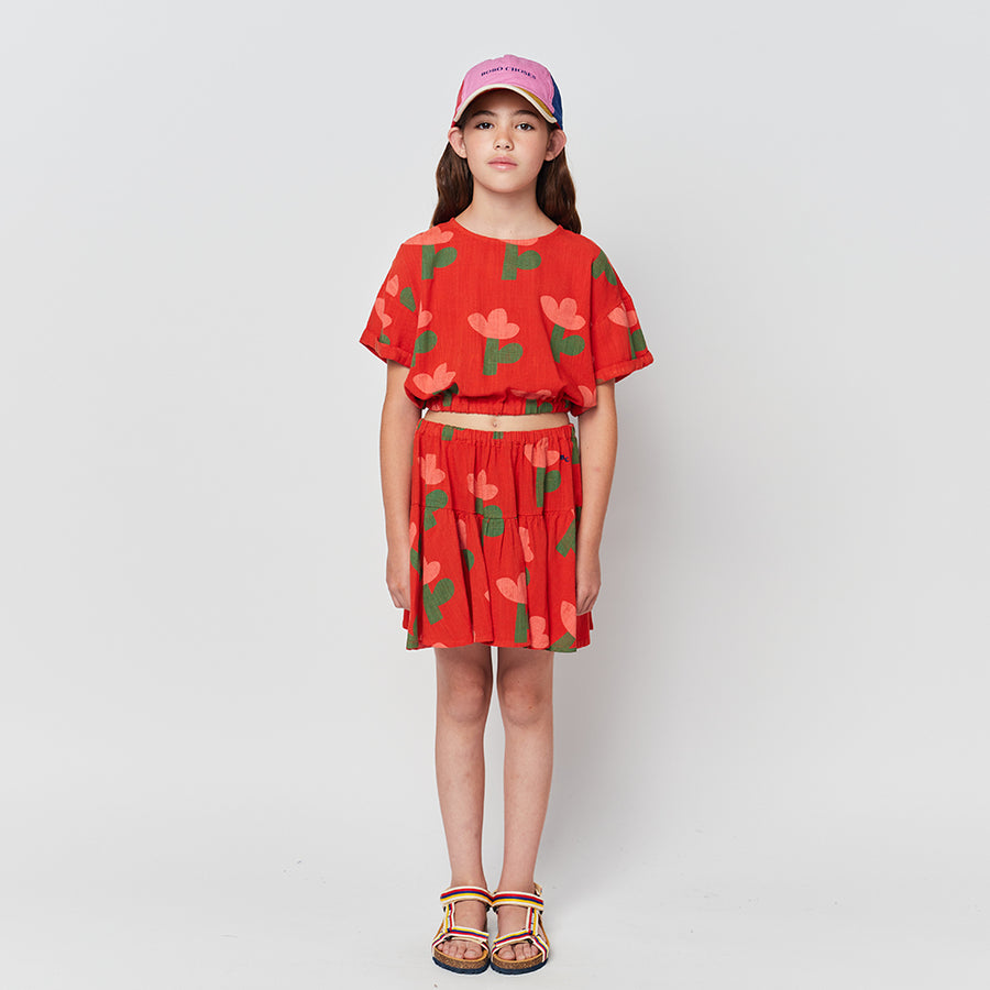Bobo Choses :: Sea Flower All Over Woven Short Sleeve Top Red