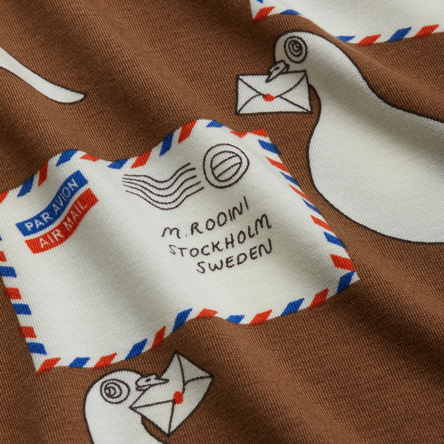 Mini Rodini :: Pigeons Tencel AOP SS Tee Brown
