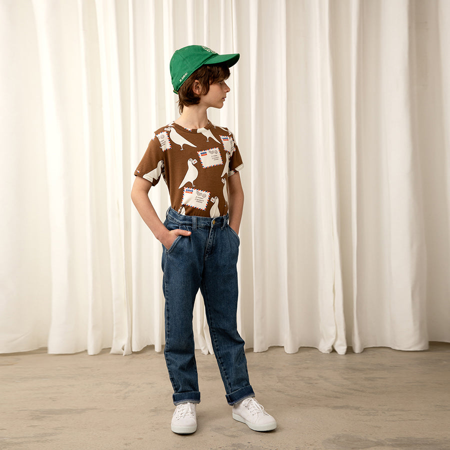 Mini Rodini :: Pigeons Tencel AOP SS Tee Brown