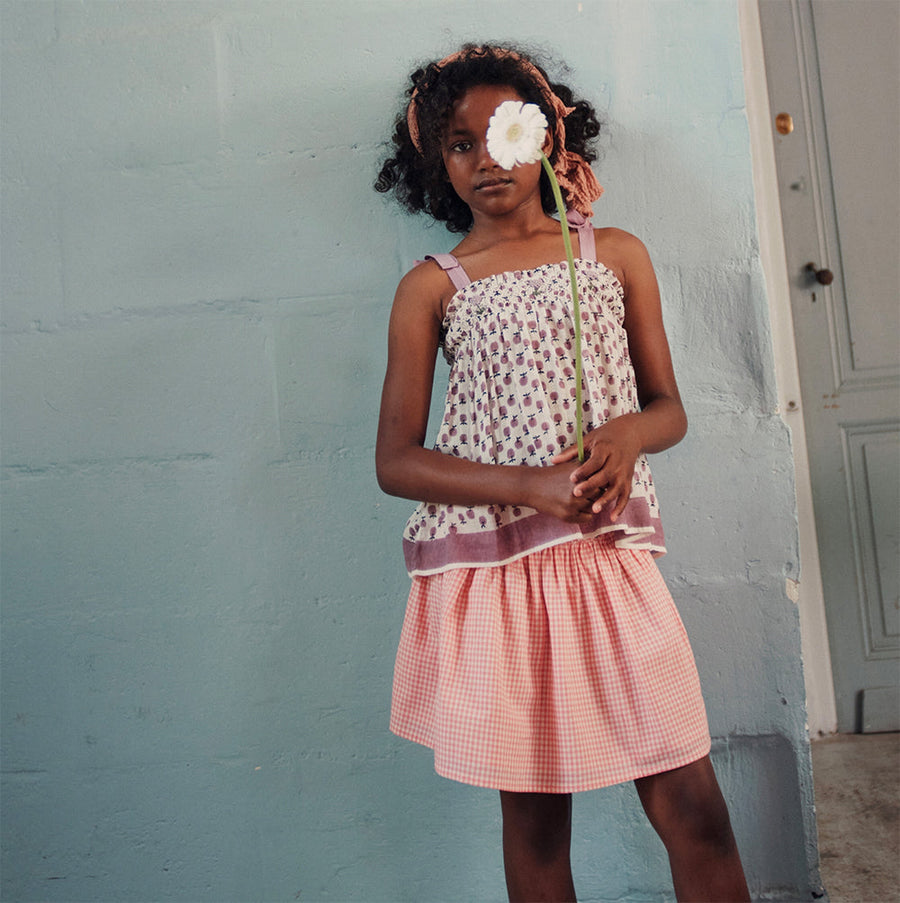 Emile Et Ida :: Pink Gingham Cotton Skirt