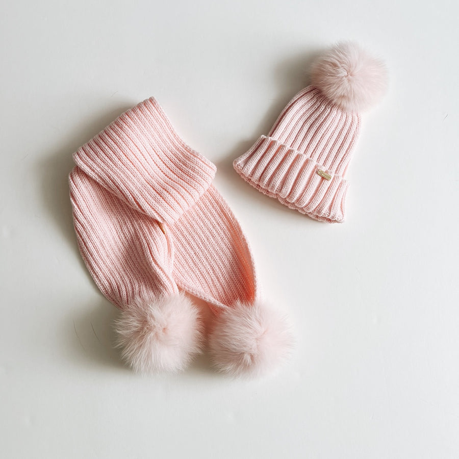 Bobble Babies :: Ribbed Pom Pom Scarf Pink