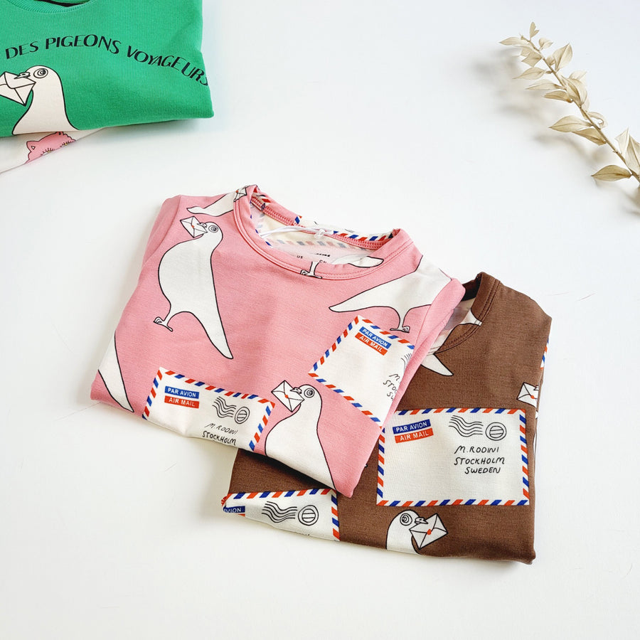 Mini Rodini :: Pigeons Tencel AOP SS Tee Brown