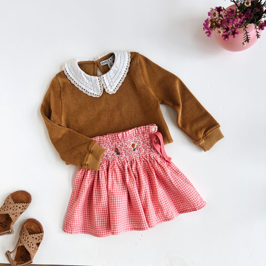 Emile Et Ida :: Pink Gingham Cotton Skirt