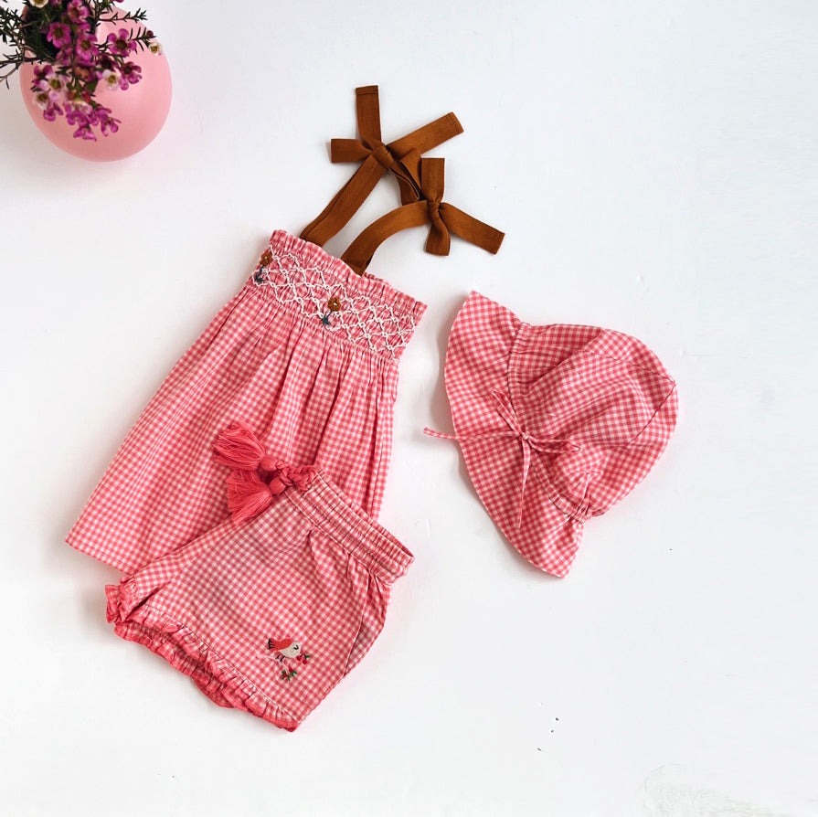 Emile Et Ida :: Pink Gingham Cotton Top