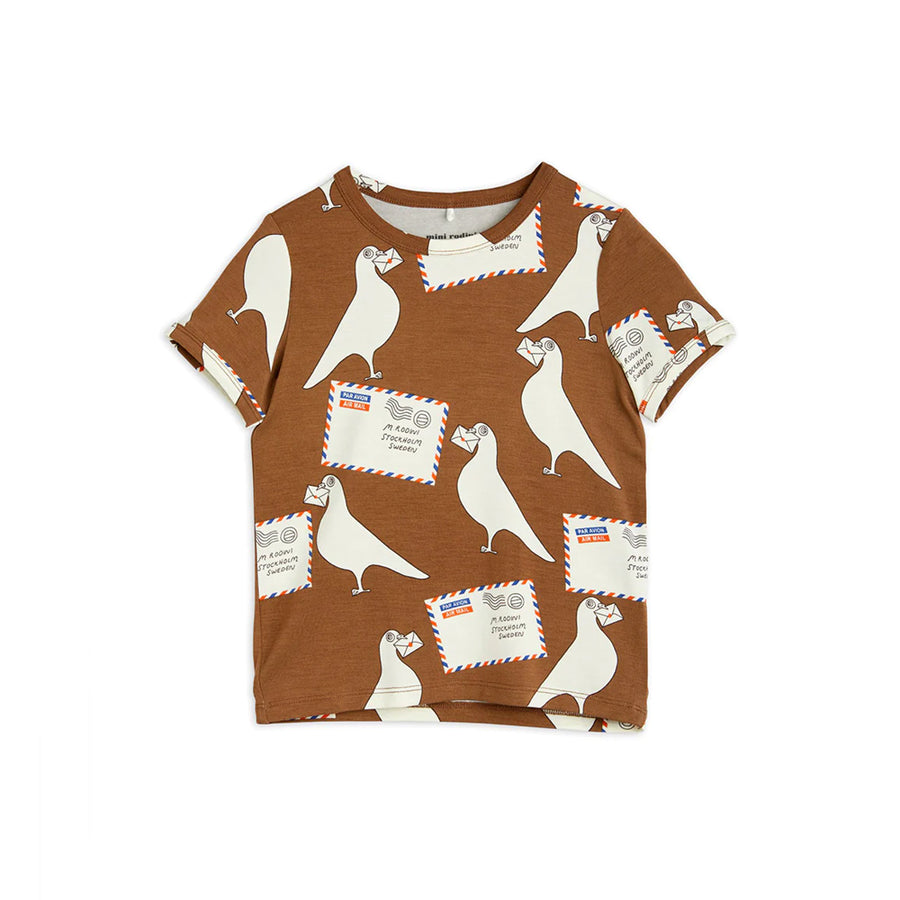 Mini Rodini :: Pigeons Tencel AOP SS Tee Brown