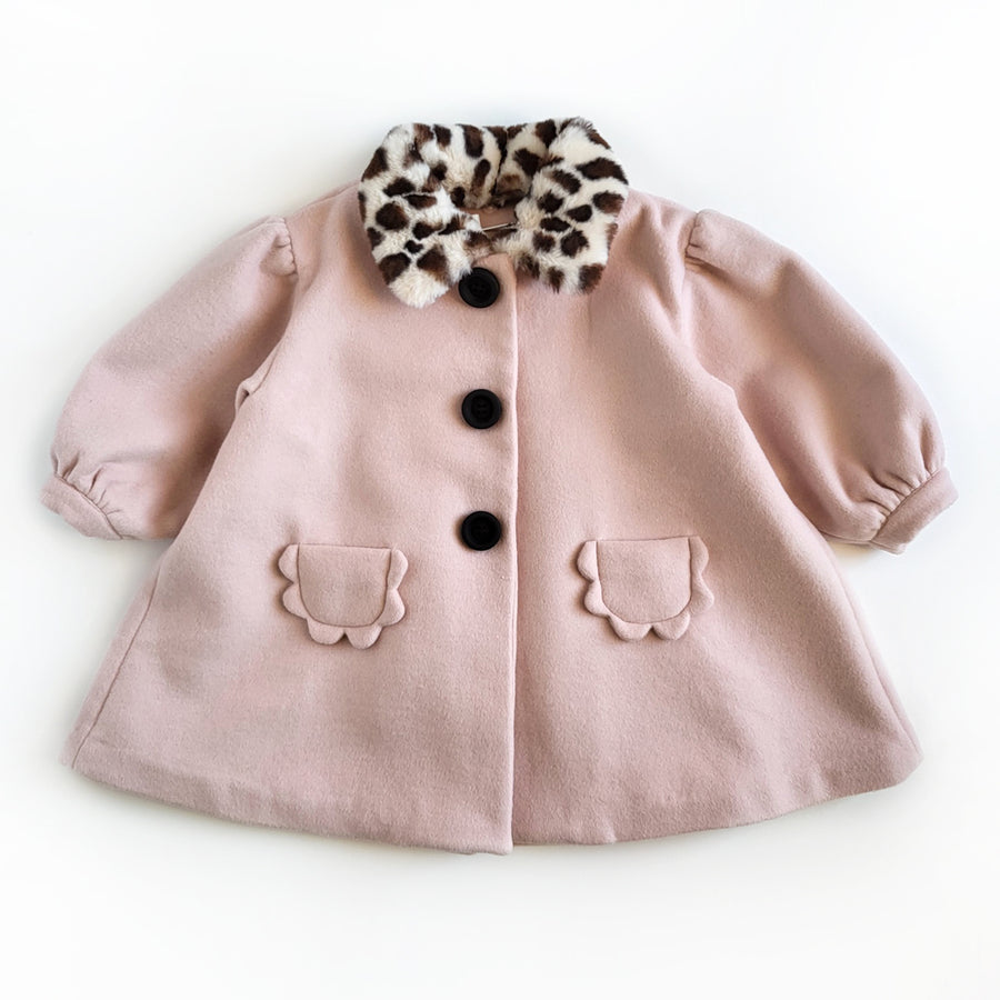 Mes Kids Des Fleurs :: Coat With Fur Collar Light Pink