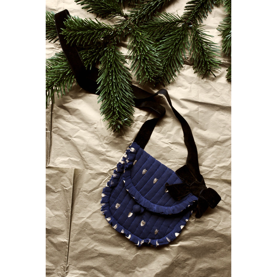 Bonjour Diary :: Small Pouch Indigo Tulle Gold Heart Print